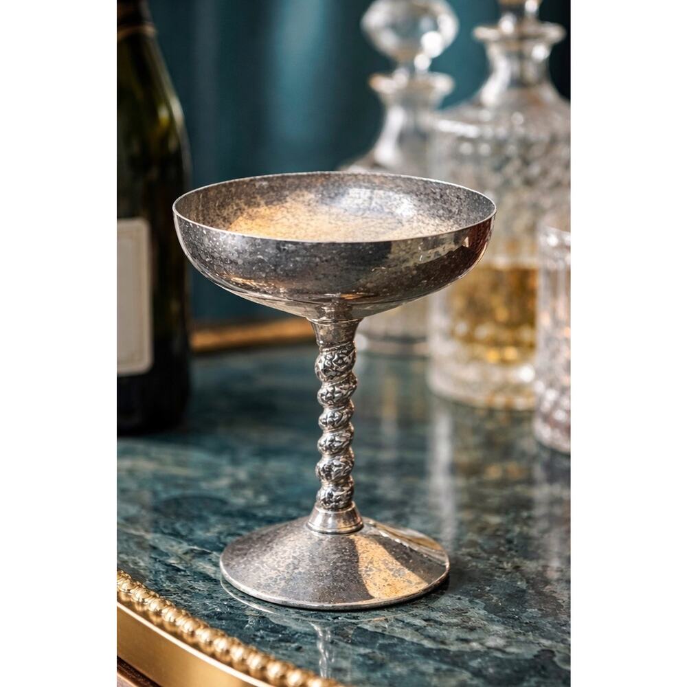 Valero Spain Silverplate Champagne Coupe Goblet Footed Sherbet Dish Barware